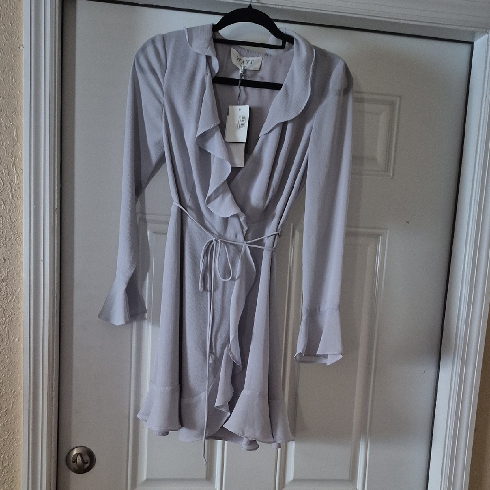 WAYF Light Gray Wrap Dress